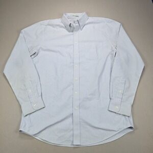 LL Bean Button Down Shirt Wrinkle Free Striped Blue White Mens 16-36